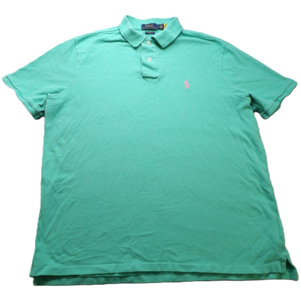 Polo Ralph Lauren Classic Fit Shirt Men L Green Short Sleeve SS Logo Pony Cotton